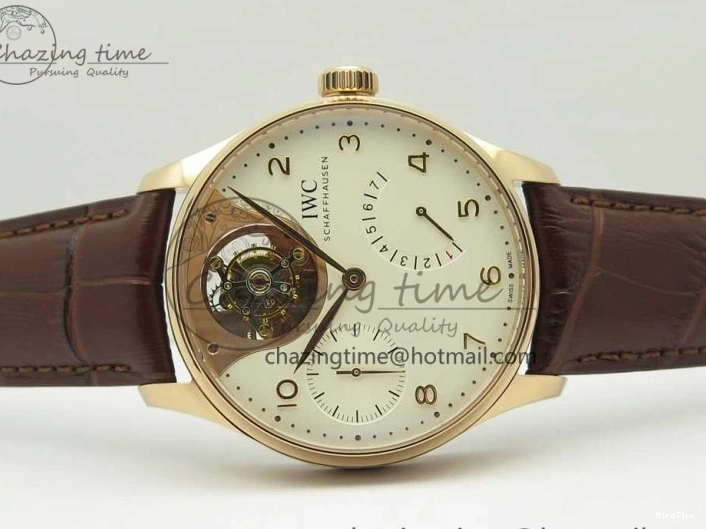 MIROTIME 0217 Portuguese Tourbillon IW5046 RG ZF Best Edition White Dial on Brown Leather Strap UrbanStyle 7144
